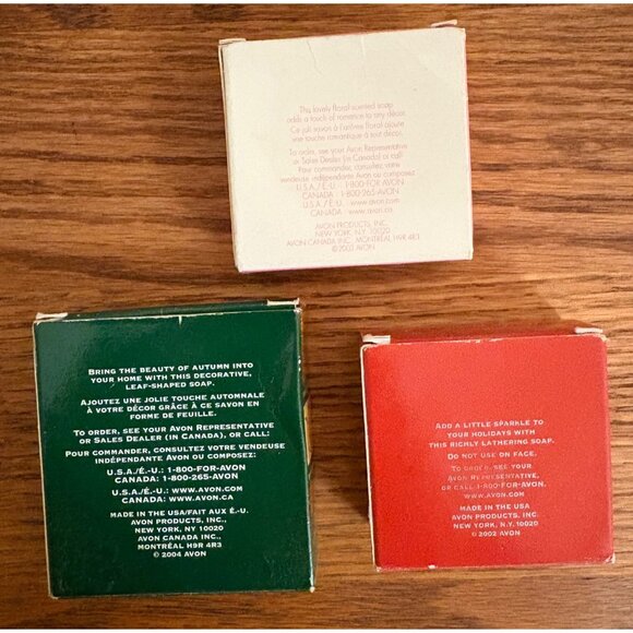 Vintage Avon Seasonal Holiday Shaped Soaps Set Of 3 - Heart Leaf Christmas Tree - Picture 3 of 4